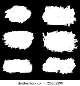 Set of Hand Painted White Brush Strokes. Vector Grunge Brushes. Dirty Artistic Design Elements. Creative Design Elements. Perfect For Logo, Icon, Banner.