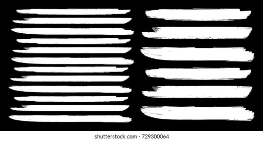 Set of Hand Painted White Brush Strokes. Vector Grunge Brushes. Dirty Artistic Design Elements. Creative Design Elements. Perfect For Logo, Icon, Banner.