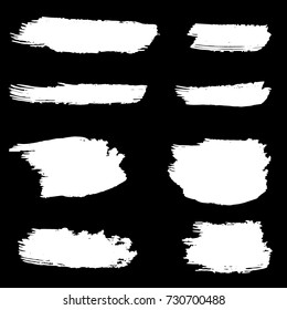 Set of Hand Painted White Brush Strokes. Vector Grunge Brushes. Dirty Artistic Design Elements. Creative Design Elements. Perfect For Logo, Icon, Banner.