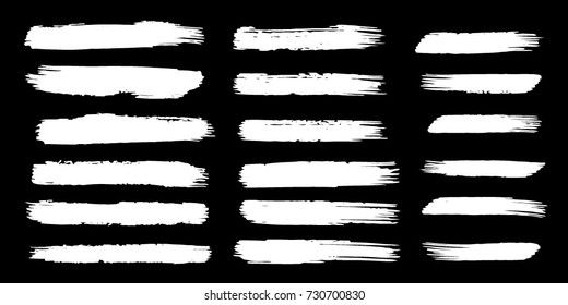 Set of Hand Painted White Brush Strokes. Vector Grunge Brushes. Dirty Artistic Design Elements. Creative Design Elements. Perfect For Logo, Icon, Banner.