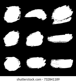 Set of Hand Painted White Brush Strokes. Vector Grunge Brushes. Dirty Artistic Design Elements. Creative Design Elements. Perfect For Logo, Icon, Banner.