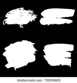 Set of Hand Painted White Brush Strokes. Vector Grunge Brushes. Dirty Artistic Design Elements. Creative Design Elements. Perfect For Logo, Icon, Banner.