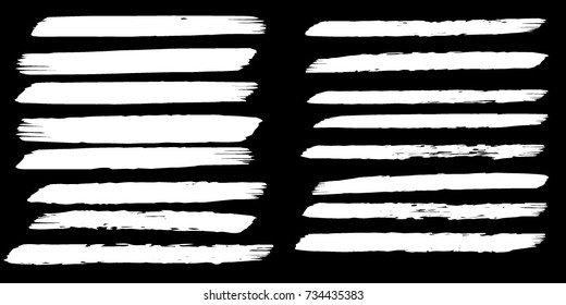 Set of Hand Painted White Brush Strokes. Vector Grunge Brushes. Dirty Artistic Design Elements. Creative Design Elements. Perfect For Logo, Icon, Banner.