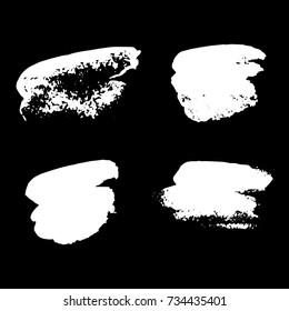 Set of Hand Painted White Brush Strokes. Vector Grunge Brushes. Dirty Artistic Design Elements. Creative Design Elements. Perfect For Logo, Icon, Banner.