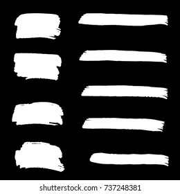 Set of Hand Painted White Brush Strokes. Vector Grunge Brushes. Dirty Artistic Design Elements. Creative Design Elements. Perfect For Logo, Icon, Banner.