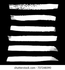 Set of Hand Painted White Brush Strokes. Vector Grunge Brushes. Dirty Artistic Design Elements. Creative Design Elements. Perfect For Logo, Icon, Banner.