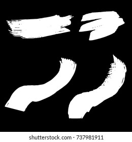 Set of Hand Painted White Brush Strokes. Vector Grunge Brushes. Dirty Artistic Design Elements. Creative Design Elements. Perfect For Logo, Icon, Banner.