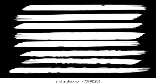 Set of Hand Painted White Brush Strokes. Vector Grunge Brushes. Dirty Artistic Design Elements. Creative Design Elements. Perfect For Logo, Icon, Banner.