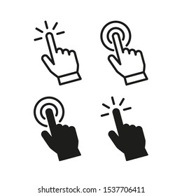 Set of hand pointer or cursor mouse clicking flat icon symbol