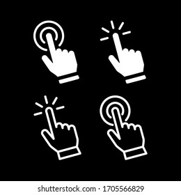 Set of hand pointer or cursor mouse clicking flat icon symbol