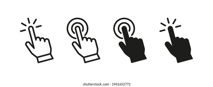 Set of hand pointer or cursor mouse clicking flat icon symbol.  Hand icon design  collection