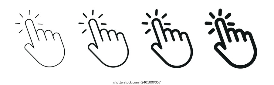 Set of Hand pointer on white background