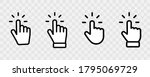 Set of Hand pointer symbol in trendy flat style. Computer mouse click cursor in transparent background. Click cursor collection. Clicking finger. Hand pointer icon. Cursor