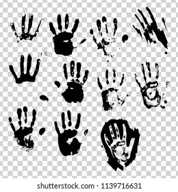 set hand print black on a transparent background