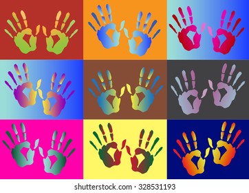 set of hand print ,vector illustrations