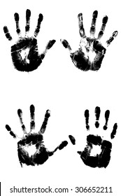 Set of hand prints isolated on white background