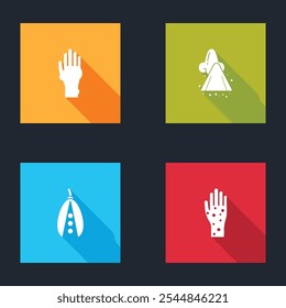 Set Hand with psoriasis or eczema, Runny nose, Kidney beans and  icon. Vector