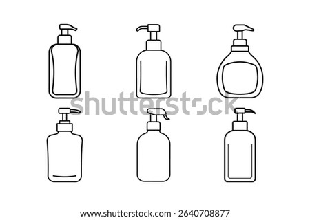 A set of hand sanitizer bottle line art vector illustration