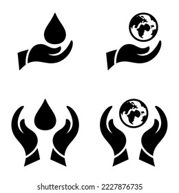 set of hand save earth or nature icon.