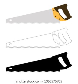 set hand saw, vector illustration, flat style,front side