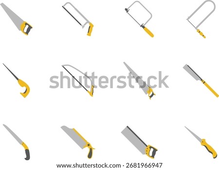 Set of hand saw vector illustration in flat style