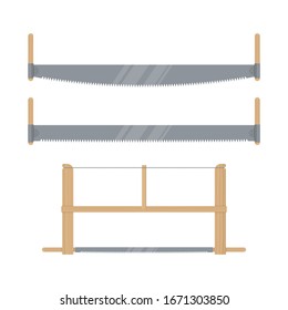Conjunto de ilustraciones vectoriales de sierras manuales aisladas en fondo blanco