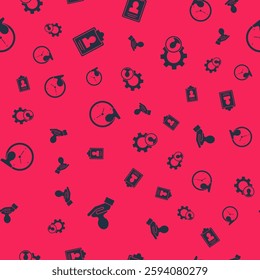 Set Hand for search a people, Clipboard with resume, Time Management and Head hunting on seamless pattern. Vector