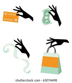 Set of hand shopping icons