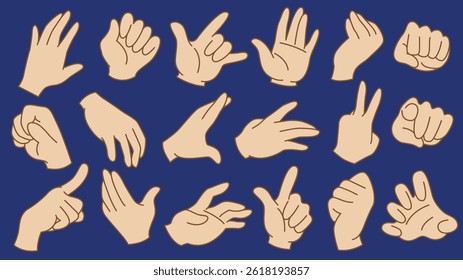 Set of hand sign and gesture doodle collection illustration