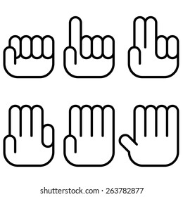 set of hand sign on black and white