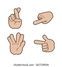 Set of hand signals on a white background, Vector illustration