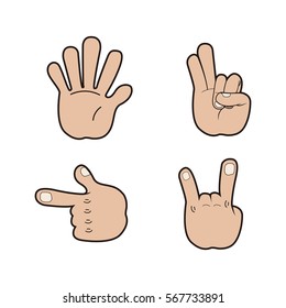 Set of hand signals on a white background, Vector illustration
