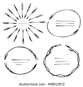 Set of hand sketched logo templates made of arrows.