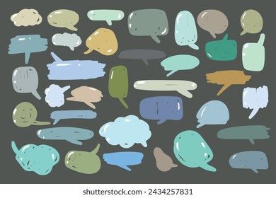 A set of hand sketched speech bubbles. Isolated design elements