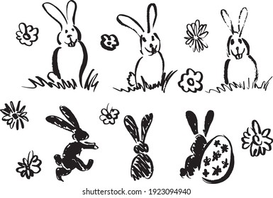 Set of hand sketches with Easter motif. Vector illustration.
