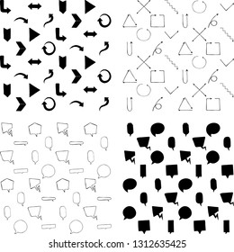 Set of hand speech bubble drawn patterns. Trendy design.