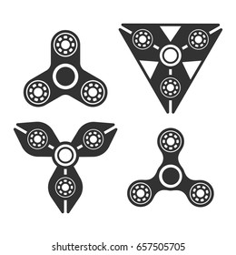 Set of hand spinner icons. Fidget toy. Vector illustration isolated on a white background.