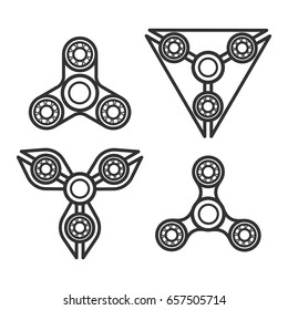 Set of hand spinner icons. Fidget toy. Vector illustration isolated on a white background.