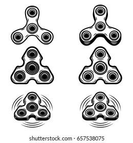 Set of the hand spinner icons isolated on white background. Design elements for logo, emblem, sign, badge. Vector illustration