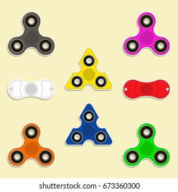 Set hand spinner toys flat icons