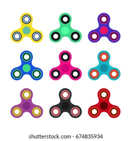 Set of Hand spinner toys in flat and cartoon style. White background. vector icons.