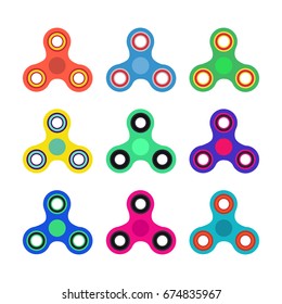 Set of Hand spinner toys in flat and cartoon style. White background. vector icons.