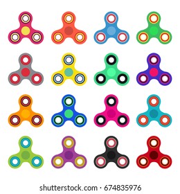 Set of Hand spinner toys in flat and cartoon style. White background. vector icons.