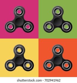 Set of Hand Spinner. Vector Illustration. Fidget Toy, Stress Relief.