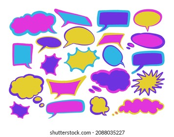 Set of hand spray graffiti speech bubbles frame. design elements background