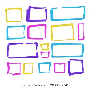 Set of hand spray graffiti speech bubbles frame. design elements background