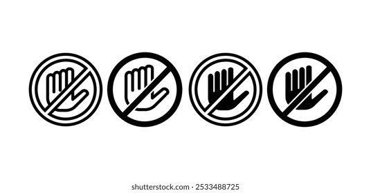 Conjunto de la mano signo de parada símbolo insignia icono Vector diseño negro blanco color ilustración colección aislado