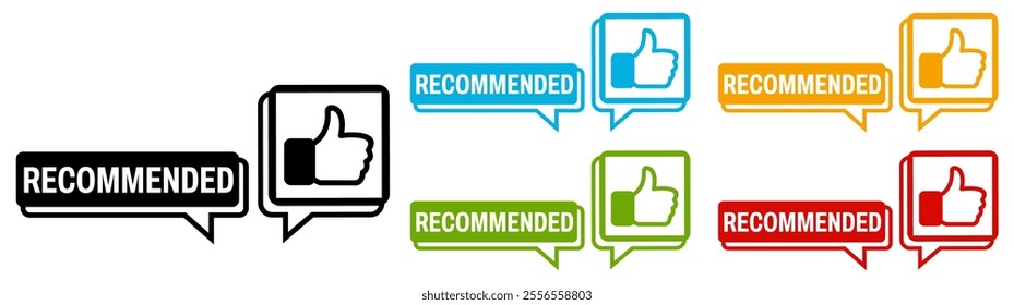 set Hand thumb Recommended icon sign banner labels design vector illustration