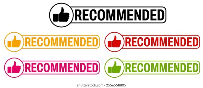 set Hand thumb Recommended icon sign banner labels design vector illustration