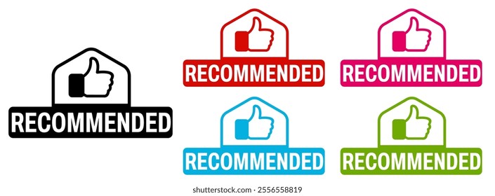 set Hand thumb Recommended icon sign banner labels design vector illustration